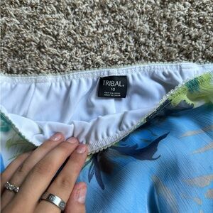 Tribal Blue and Green Floral Skirt